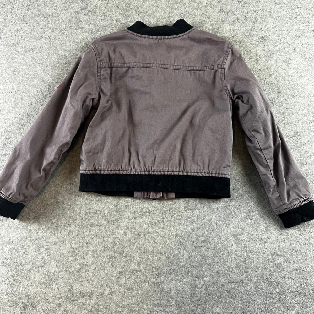 Hudson Kids Gray Rock and Roll Patch Bomber Jacket Size 5 Full Zip Cotton Coat